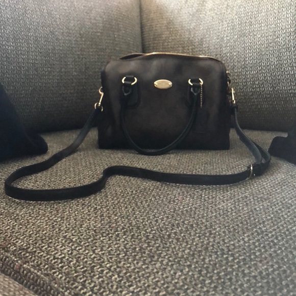 Like New Coach Brown/Black Canvas Handbag. - Picture 6 of 6
